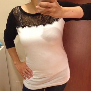 Express lace mix top